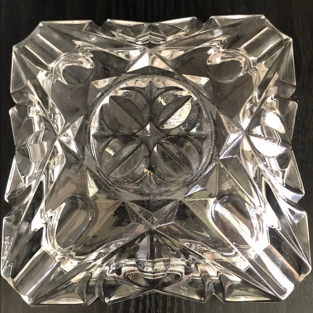 VTG Clear crystal Glass Decorative Trinket Dish - Elegant Accent ashtray